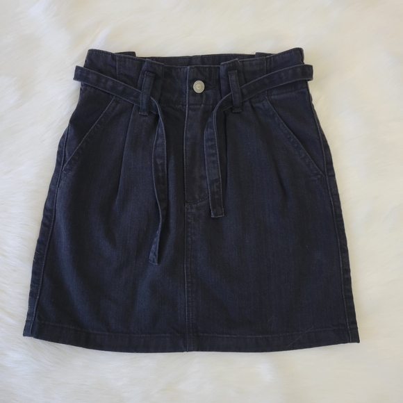 Hollister Dresses & Skirts - Hollister Ultra High Rise Tie Waist Denim Jean Skirt Juniors 00 Back To School